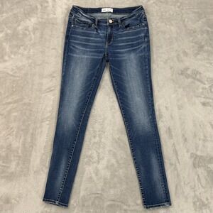 BKE Jeans Womens 29x3 Stella Blue Slim Skinny Low Rise Whiskered Stretch Faded